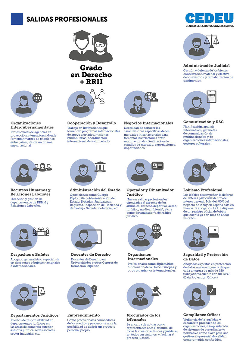 Salidas Profesionales Grado en Derecho + Diploma en Relaciones Internacionales
